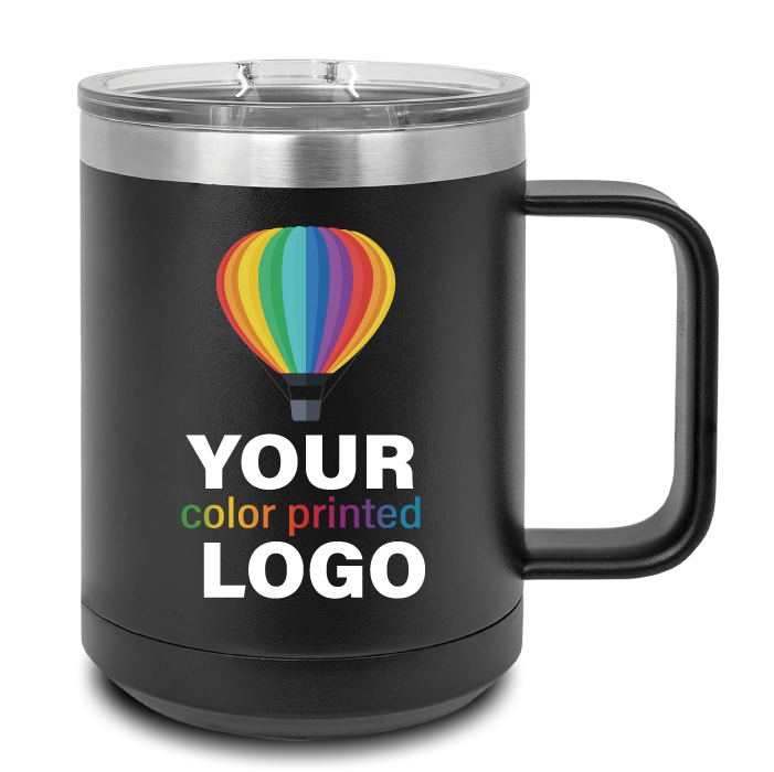 15 oz Handled Insulated Mug -Mix & Match- Bulk Wholesale Personalized Engraved or Full Color Print Logo