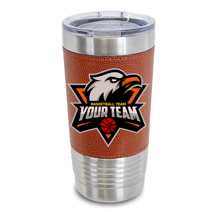 20 oz Basketball Leather Tumblers -Mix & Match- Bulk Wholesale Personalized Engraved or Full Color Print Logo