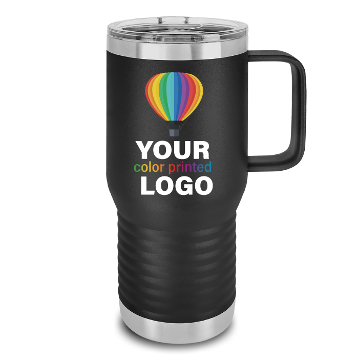 20 oz Handled Travel Tumblers -Mix & Match- Bulk Wholesale Personalized Engraved or Full Color Print Logo