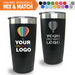 Bulk, wholesale, print on demand, low minimum laser engraved and uv color printed 20 oz tumblers - available in powder coated colors red blue pink seafoam teal light blue lavender purple gray navy orange maroon white green black yellow coral olive green silver