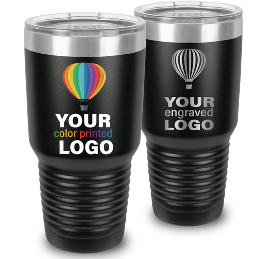 Bulk, wholesale, print on demand, low minimum laser engraved and uv color printed 30 oz insulated promo stainless steel tumblers - available in powder coated colors red blue pink seafoam teal light blue lavender purple gray navy orange maroon white green black yellow coral olive green silver