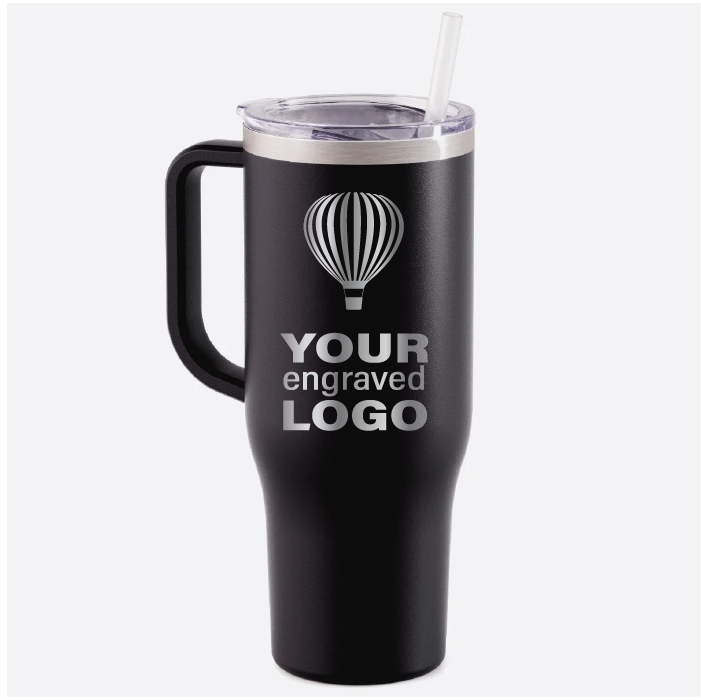 40 oz Handled Straw Lid Tumblers -Mix & Match- Bulk Wholesale Personalized Engraved or Full Color Print Logo