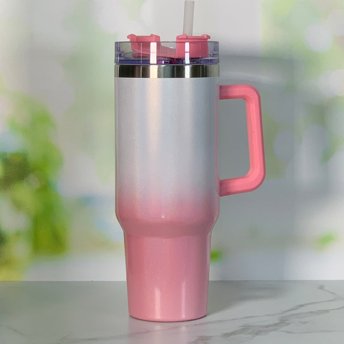 40 oz Stainless Steel Insulated Tumbler with Handle and Screw-Top Slide Lid