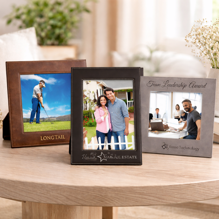 5x7 blank bulk wholesale leatherette photo frames and laser engraved leather photo frames