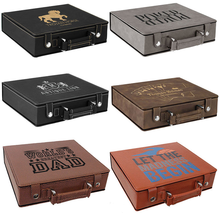 Laserable Leatherette 100 pc Poker Chip Set Case, Dice, and Cards