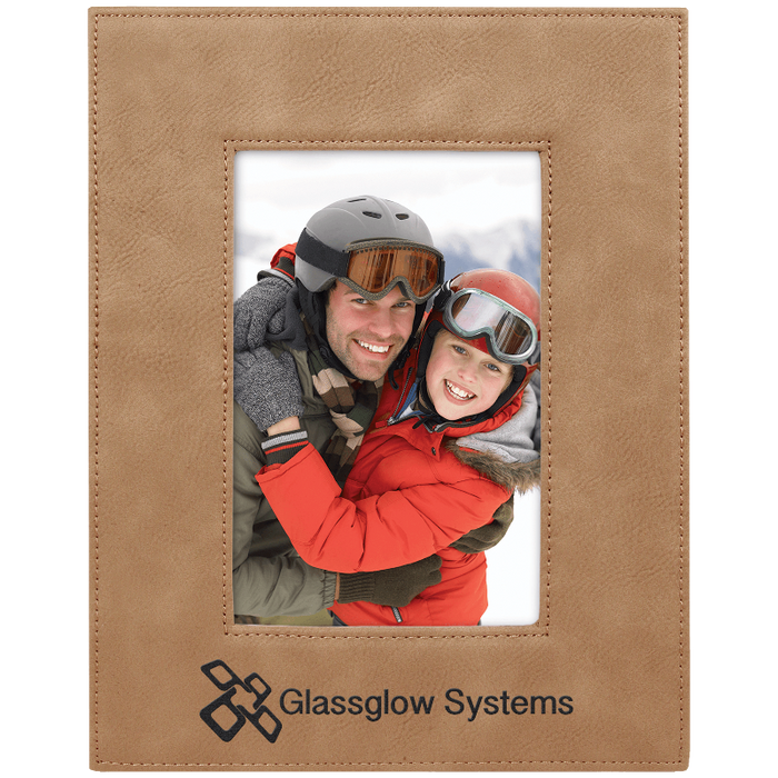 tan light brown to black Engraveable 4 x 6 Leatherette Photo Frame