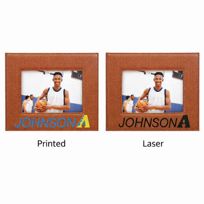 LLF1946_-_Basketball_Leather_Texture_Engraveable_4_x_6_Leatherette_Photo_Frame