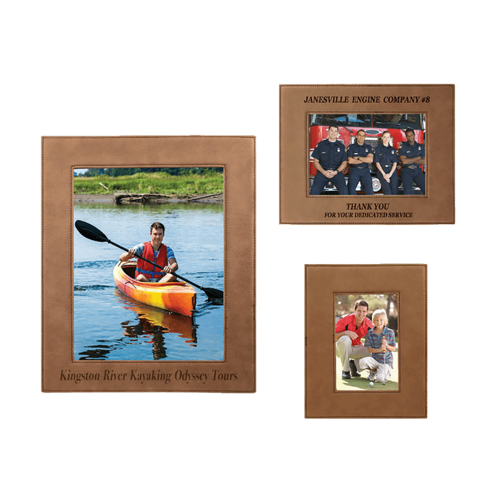 LLF257 Dark Brown LLF457 RawhideLLF557 Gray Engraveable 5x7 Leatherette Photo Frame