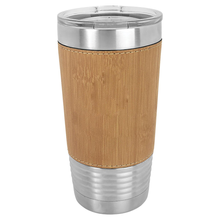 Case of 24 Blank 20 oz Faux Leather Tumbler, Insulated Stainless Steel + Lid