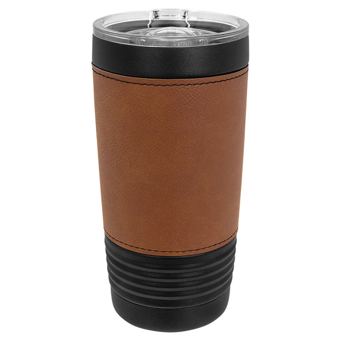 Blank 20 oz Leatherette Tumbler, Insulated Stainless Steel + Lid