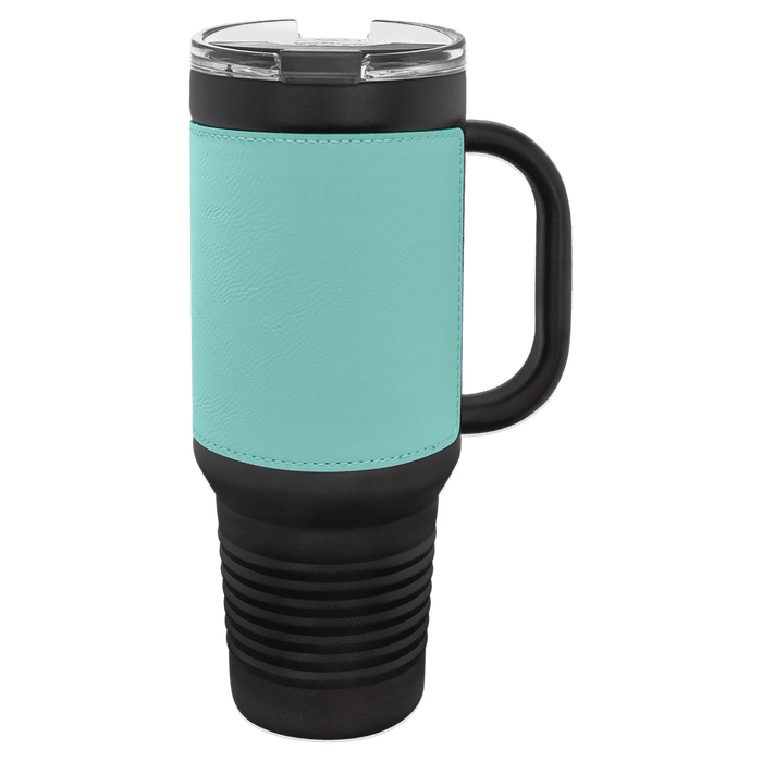 Blank 40 oz Leatherette Tumbler with Handle, Insulated Stainless Steel + Lid / Straw