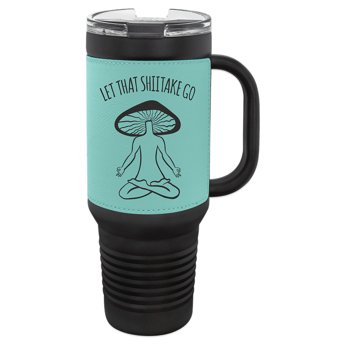 Blank 40 oz Leatherette Tumbler with Handle, Insulated Stainless Steel + Lid / Straw