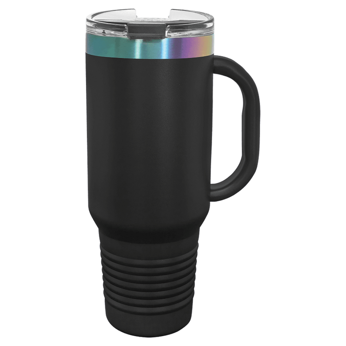Black chroma prism rainbow 40 oz tumbler with handle for laser engraving, blank bulk tumblers wholesale