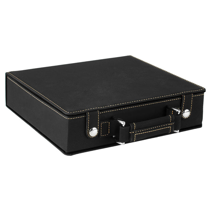 Laserable Leatherette 100 pc Poker Chip Set Case, Dice, and Cards