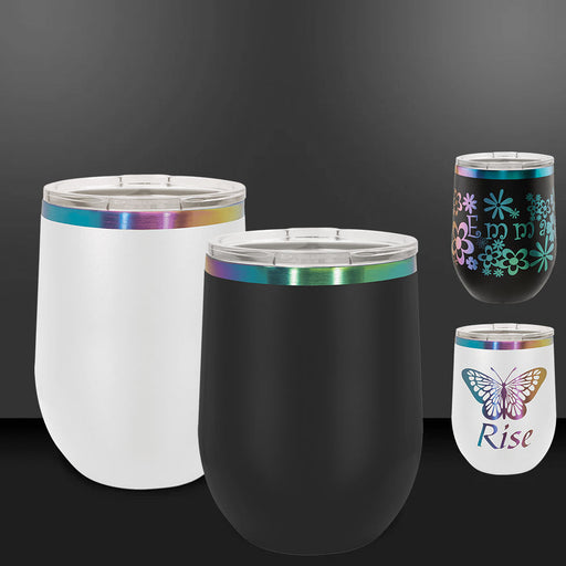 Black to rainbow and white to rainbow prism blank bulk tumblers for laser engraving