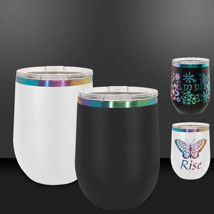 Black to rainbow and white to rainbow prism blank bulk tumblers for laser engraving