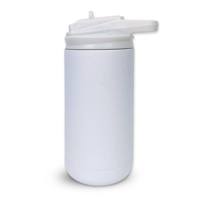 12 oz white kids sport water bottle flip lid and straw