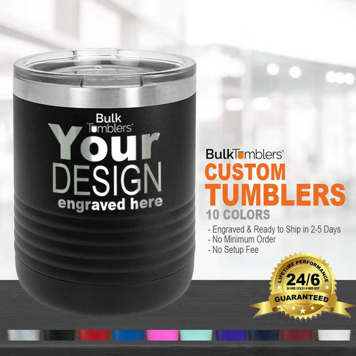 Personalized Laser engraved stainless steel lowball promotional tumbler logo or upload your design, bulk quantity discounts.