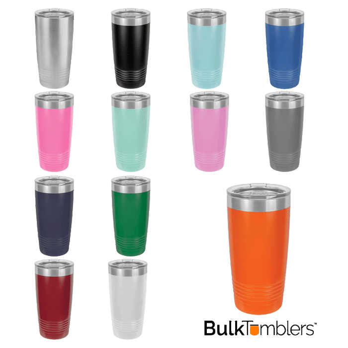 0 oz. Stainless Steel Polar Camel Tumblers features double-wall vacuum insulation with a clear lid. The mug has a narrower bottom to fit most standard cup holders. Polar Camels are made from 18/8 gauge stainless steel (18% chromium/8% nickel) - also known as Type 304 Food Grade.Colors available: Stainless Steel, Black, Red, Blue, Pink, Mint/Seafoam, Light Blue, Lavender/Light Purple, Purple, Gray, Navy, Orange, Maroon, White, Green, Yellow, Coral, Olive Green case of 24