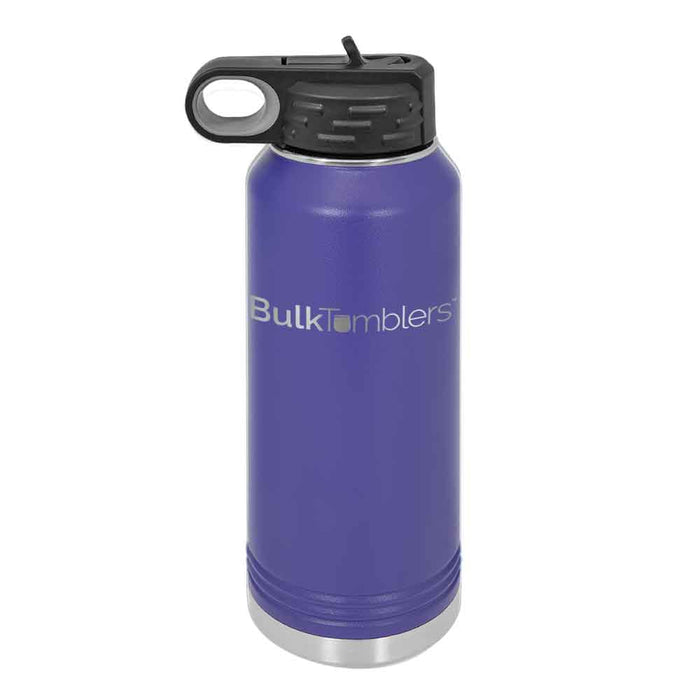 32 oz Personalized Water Bottle with Logo Laser Engraved on Insulated Stainless Steel