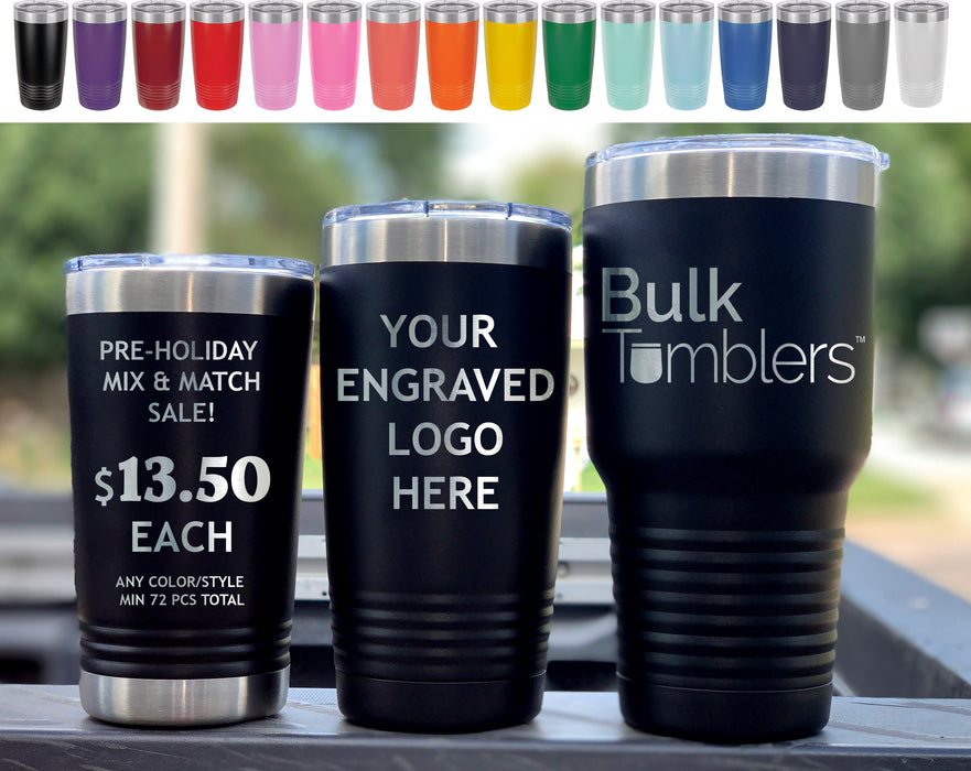 Bulk Wholesale Personalized Laser Engraved Stainless Steel Vacuum Insulated Tumblers - $13.50 each (Min 72 pieces) Polar Camel Brand