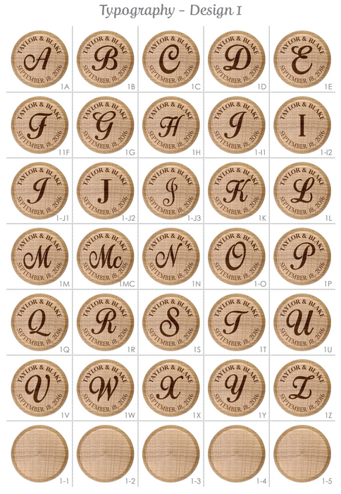 Tapones de vino de boda iniciales