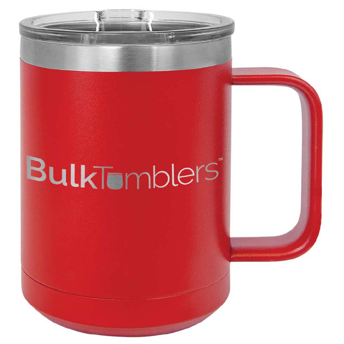 15 oz  Stainless Steel Insulated  Coffee Mug Personalized  Laser Engraved Logo Slider Lid