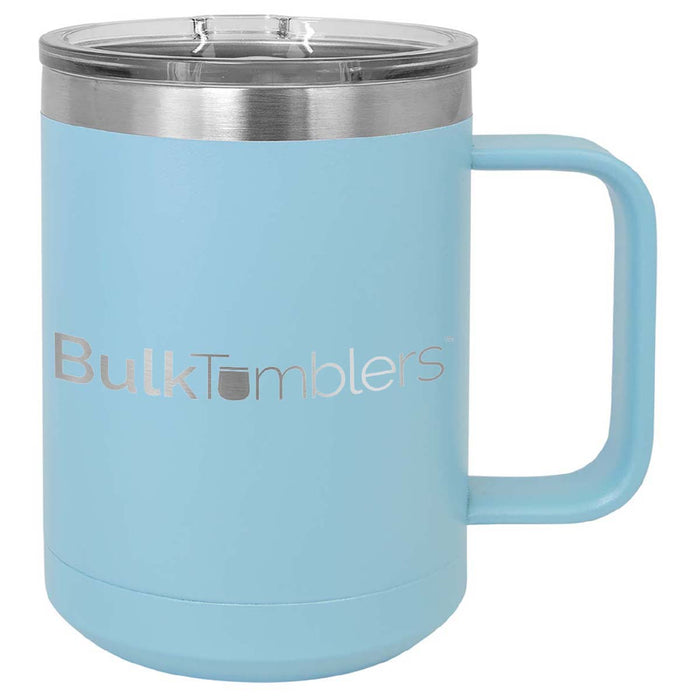 15 oz  Stainless Steel Insulated  Coffee Mug Personalized  Laser Engraved Logo Slider Lid
