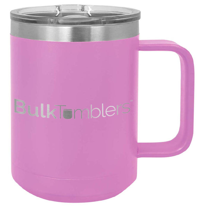 15 oz  Stainless Steel Insulated  Coffee Mug Personalized  Laser Engraved Logo Slider Lid