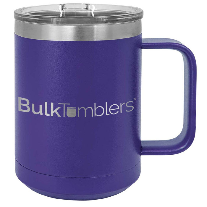 15 oz  Stainless Steel Insulated  Coffee Mug Personalized  Laser Engraved Logo Slider Lid