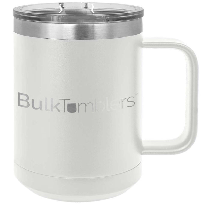 15 oz  Stainless Steel Insulated  Coffee Mug Personalized  Laser Engraved Logo Slider Lid