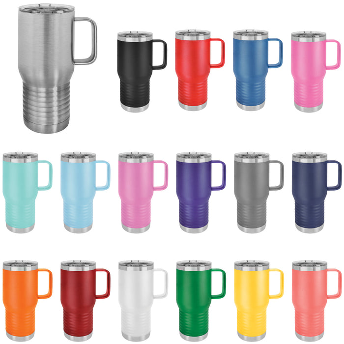 20 oz Stainless Steel Insulated Travel Tumbler with Handle - Powder Coated (Blank)