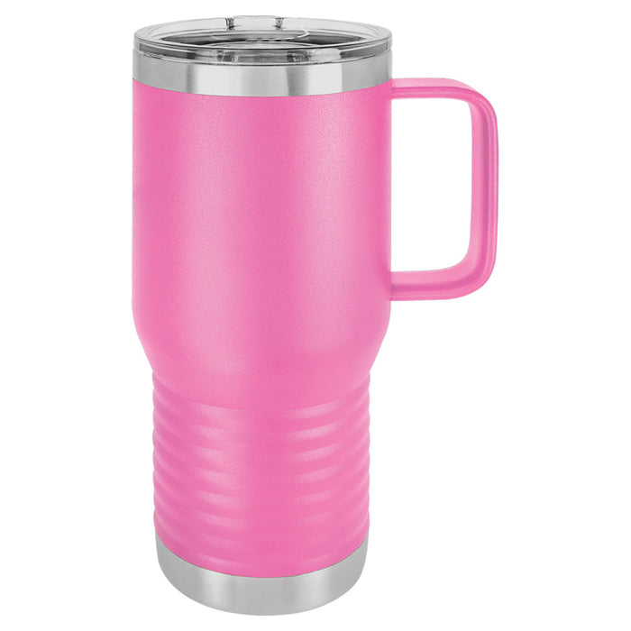 20 oz Stainless Steel Insulated Travel Tumbler with Handle - Powder Coated (Case of 24)