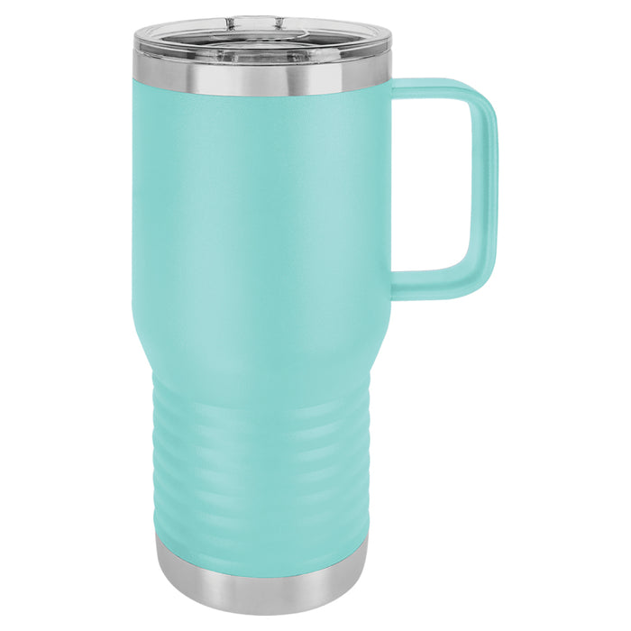 20 oz. Stainless Steel Polar Camel Travel Mugs feature double-wall, vacuum insulation with a clear, slider lid. They are 2X heat and cold resistant compared to other tumblers. Polar Camels are made from 18/8 gauge stainless steel (18% chromium/8% nickel) also known as type 304 Food Grade  Colors available: Stainless Steel, Black, Red, Blue, Pink, Mint/Seafoam, Light Blue, Lavender/Light Purple, Purple, Gray, Navy, Orange, Maroon, White, Green, Yellow, Coral, Olive Green