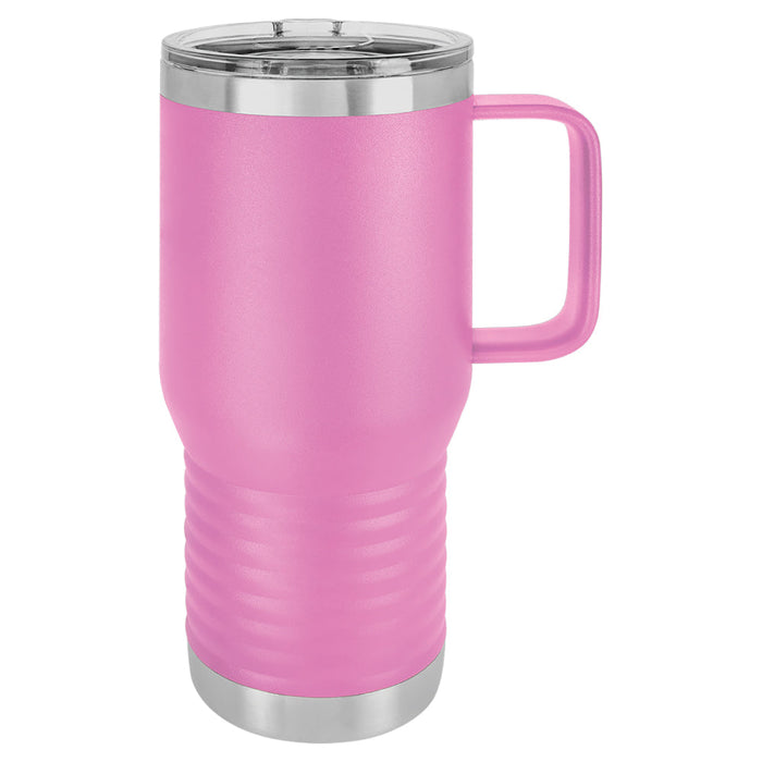 20 oz Stainless Steel Insulated Travel Tumbler with Handle - Powder Coated (Case of 24)