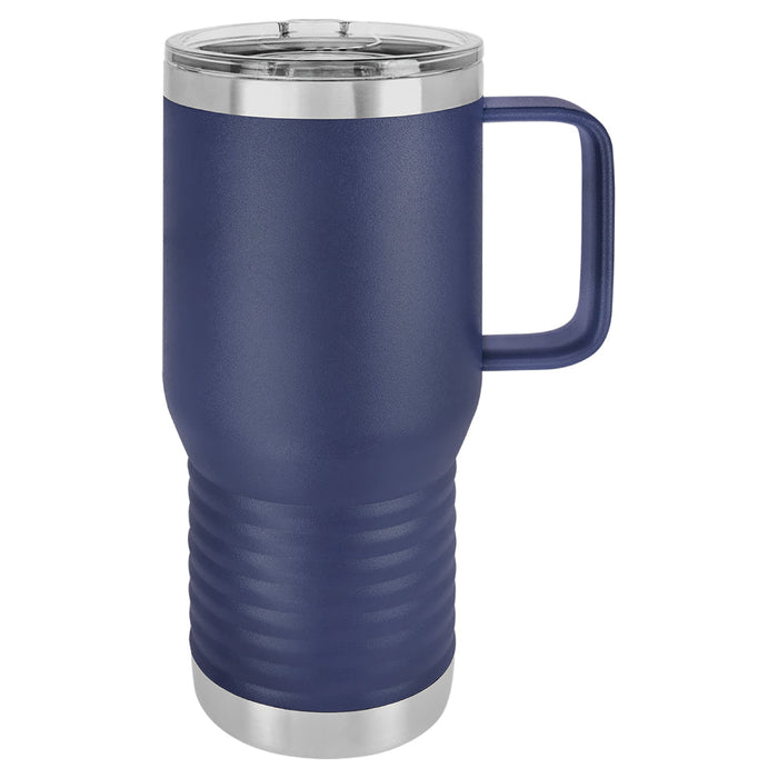 20 oz Stainless Steel Insulated Travel Tumbler with Handle - Powder Coated (Case of 24)
