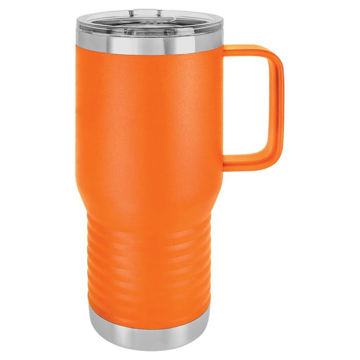 20 oz Stainless Steel Insulated Travel Tumbler with Handle - Powder Coated (Case of 24)