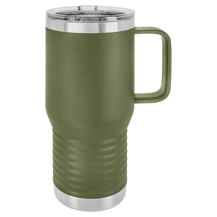 20 oz Stainless Steel Insulated Travel Tumbler with Handle - Powder Coated (Case of 24)