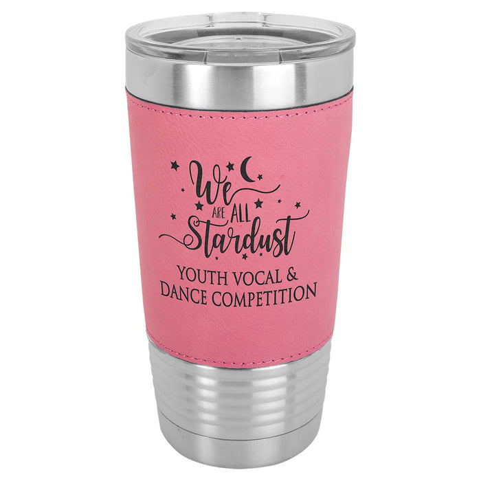 20 oz Faux Leather Personalized Tumbler -Logo Laser Engraved Insulated Stainless Steel + Lid