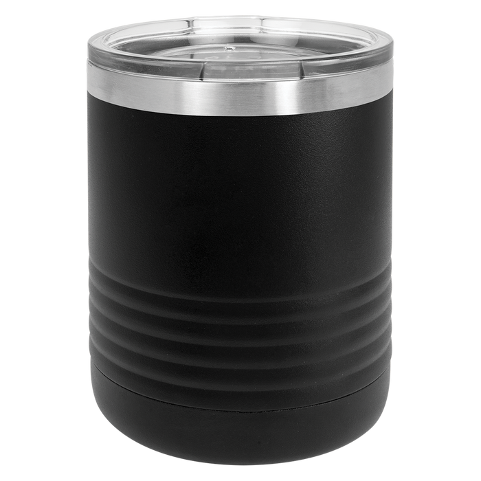 Blank 10 oz Lowball Highball Glass - Insulated Stainless Steel Rocks Tumblers + Lid
