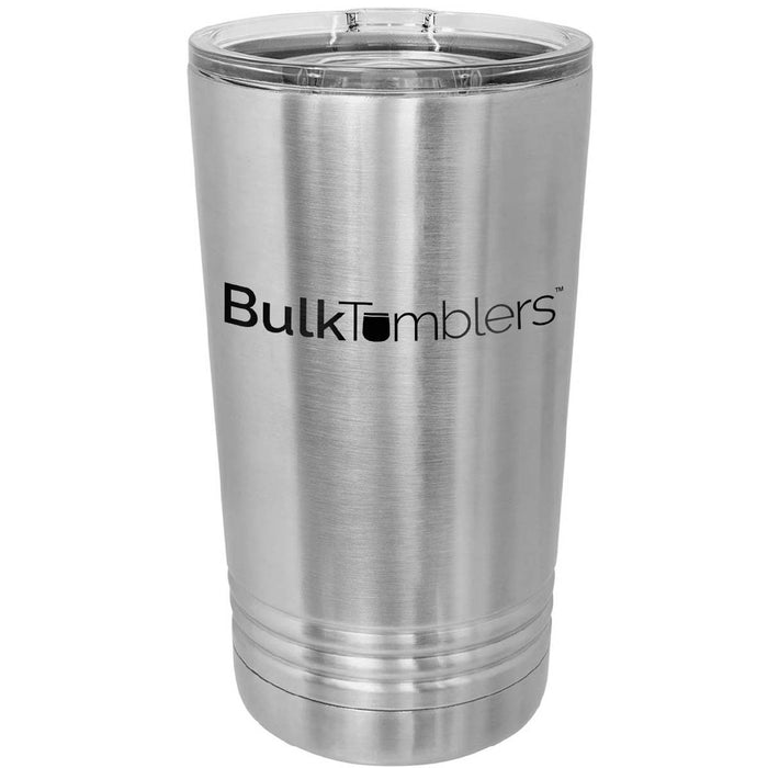 16 oz Pint Glass w Logo Laser Engraved on Insulated Stainless Steel Beer Tumblers + Lid