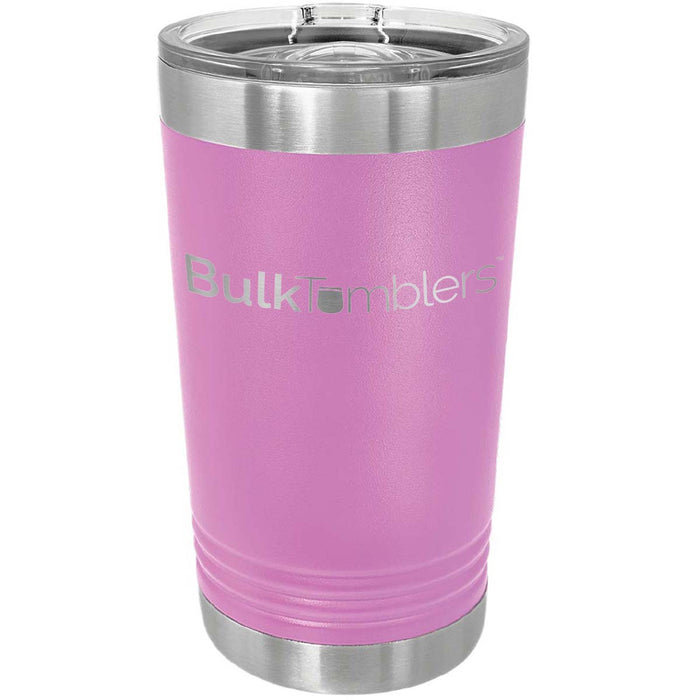 16 oz Pint Glass w Logo Laser Engraved on Insulated Stainless Steel Beer Tumblers + Lid