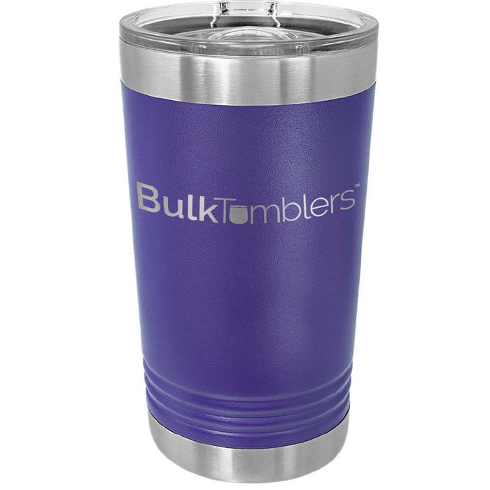 16 oz Pint Glass w Logo Laser Engraved on Insulated Stainless Steel Beer Tumblers + Lid