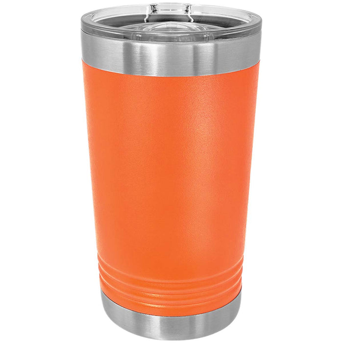 Blank 16 oz Pint Glass - Double Wall Insulated Stainless Steel Powder Coated Beer Tumblers + Lid