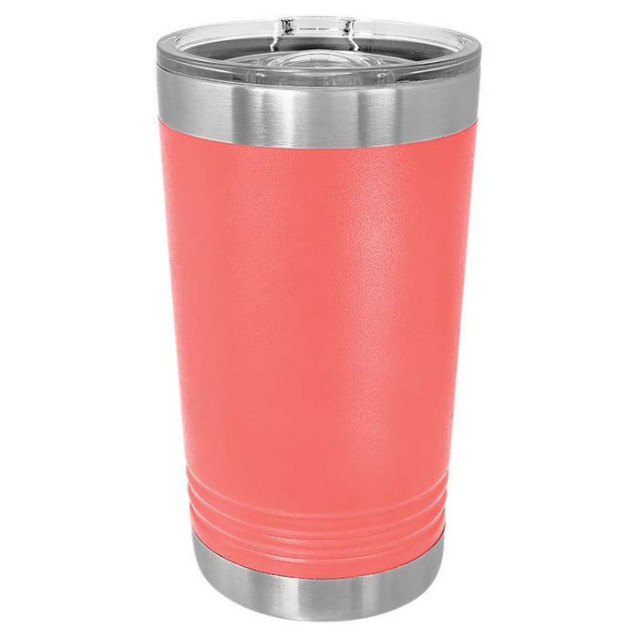 16 oz Pint Glass w Logo Laser Engraved on Insulated Stainless Steel Beer Tumblers + Lid