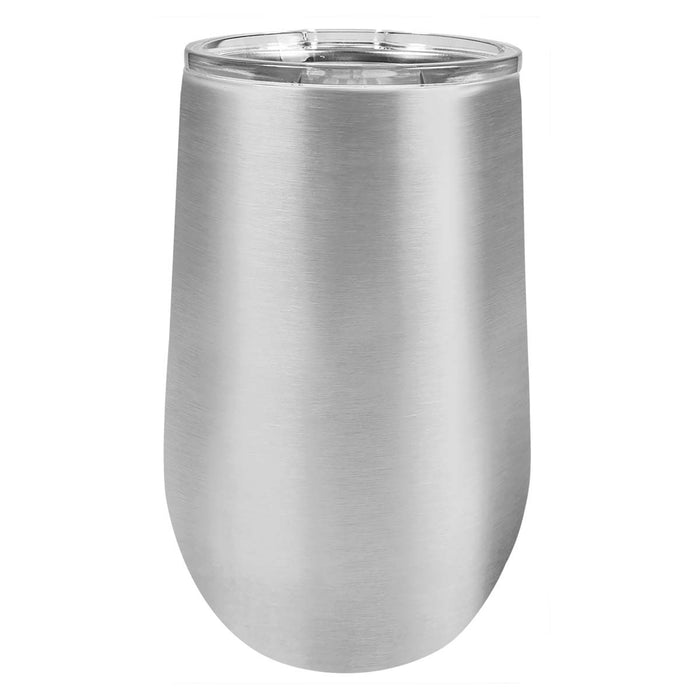 16 oz Wine Tumbler with Logo Laser Engraved on Insulated Stainless Steel Wine Tumblers + Lid