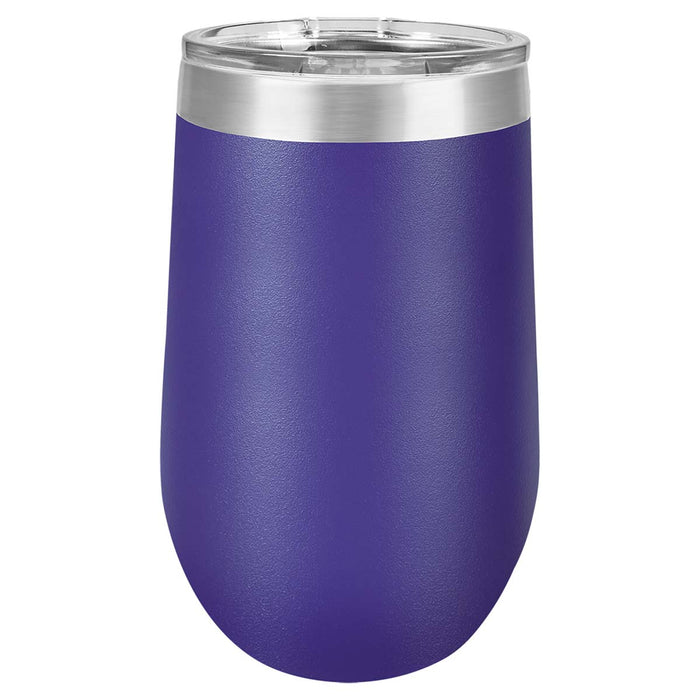16 oz Wine Tumbler with Logo Laser Engraved on Insulated Stainless Steel Wine Tumblers + Lid