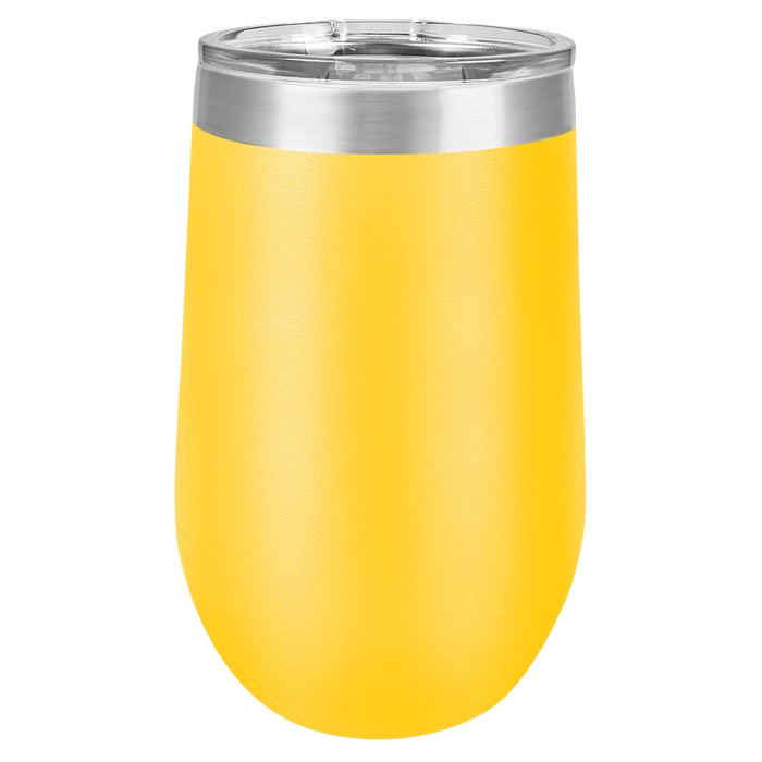 16 oz Wine Tumbler with Logo Laser Engraved on Insulated Stainless Steel Wine Tumblers + Lid