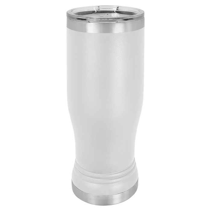 Blank 14 oz Beer Pilsner Glass Tumbler, Insulated Stainless Steel + Lid