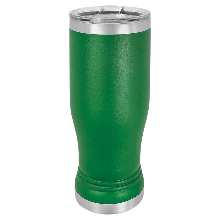 Blank 14 oz Beer Pilsner Glass Tumbler, Insulated Stainless Steel + Lid